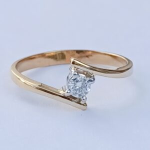 Natural Diamond White & Yellow GOLD Ring 3.20mm