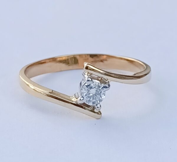 Natural Diamond White & Yellow GOLD Ring 3.20mm